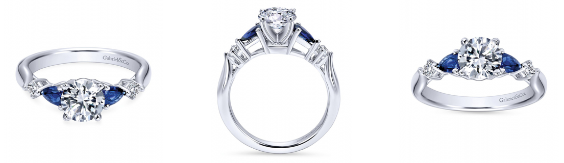 colorful detailed engagement ring from gabriel & co contemporary collection