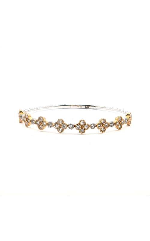 Yellow and White Gold Diamond Clover Bangle