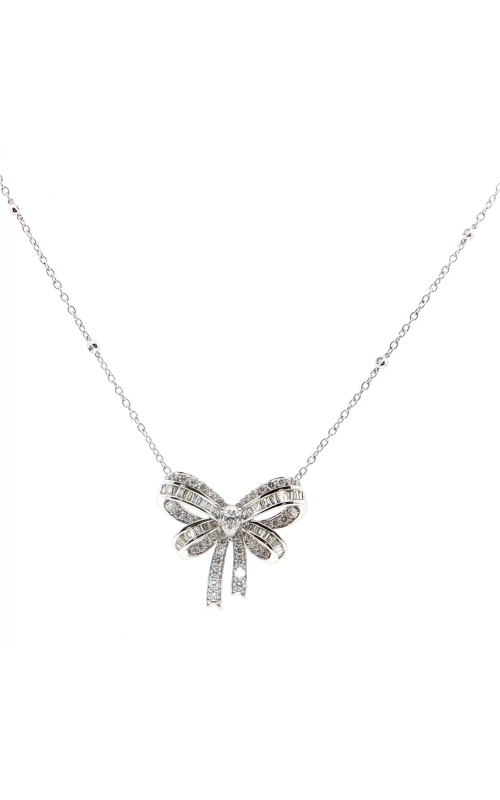 White Gold Diamond Bow Pendant Necklace