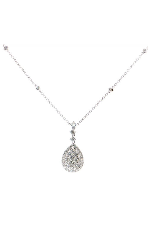 White Gold Diamond Cluster Pear Pendant