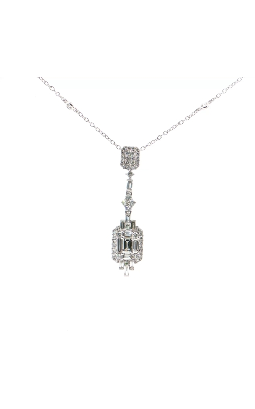 White Gold Diamond Art Deco Pendant Necklace