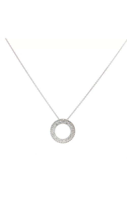 White Gold Diamond Set Circle Pendant Necklace