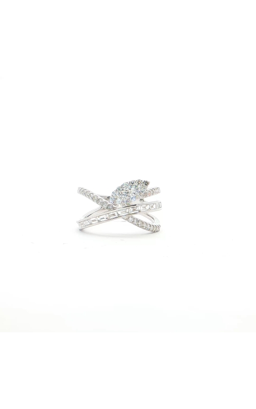White Gold Baguette Crisscross Ring