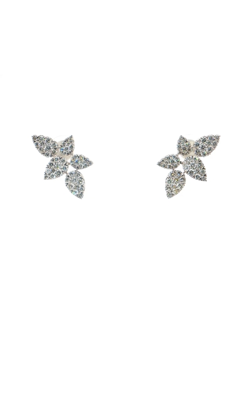 White Gold Pear Leaf Cluster Studs