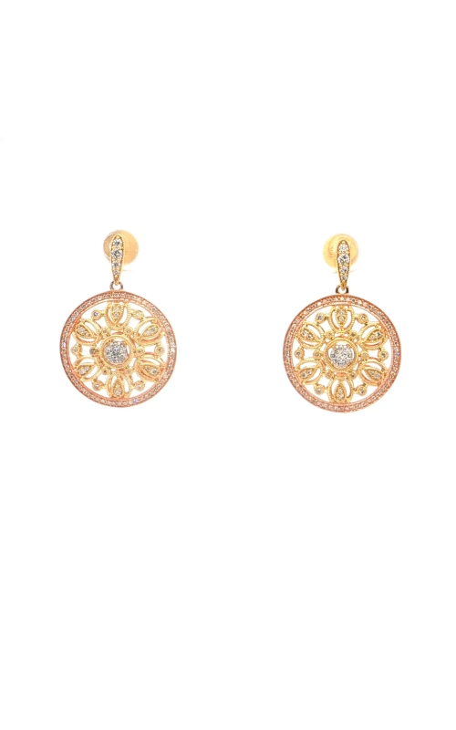 Rose and Yellow Gold Diamond Medallion Earrings