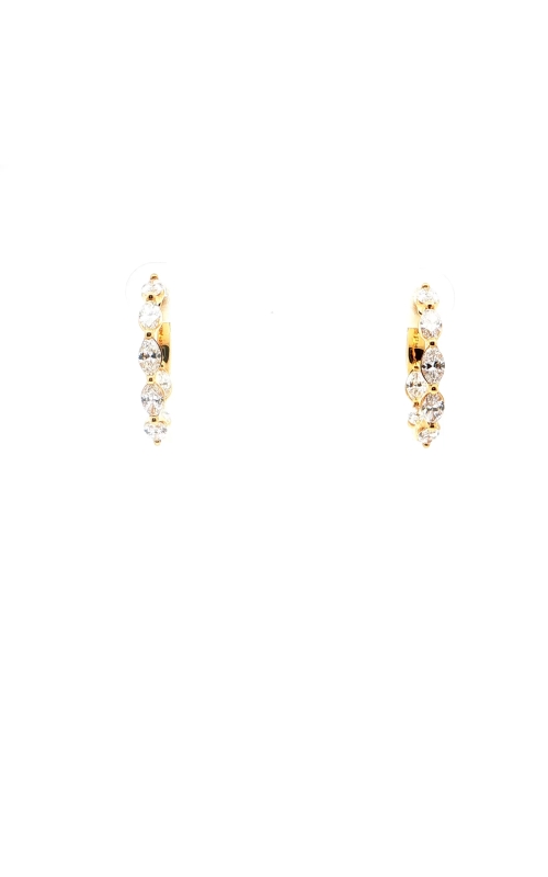 Yellow Gold Marquise Diamond Hoops
