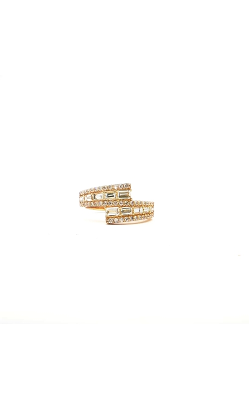 Yellow Gold and Baguette Diamond Overlapping Ring