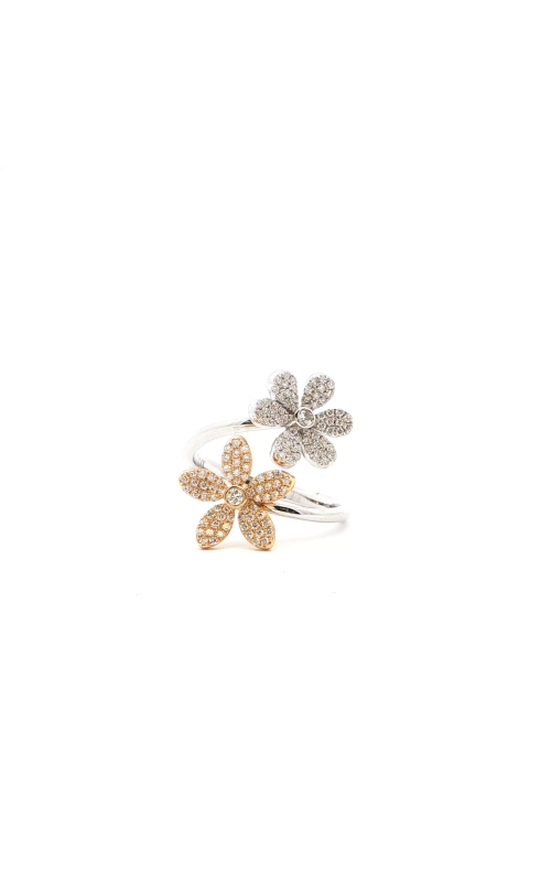 White and Yellow Gold Diamond Floral Cocktail Ring
