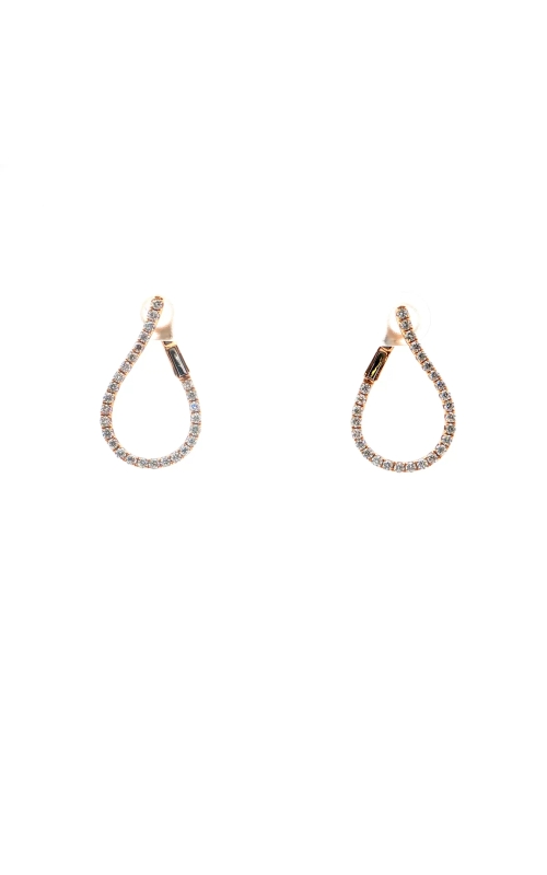 Rose Gold Diamond Set Teardrop Hoops