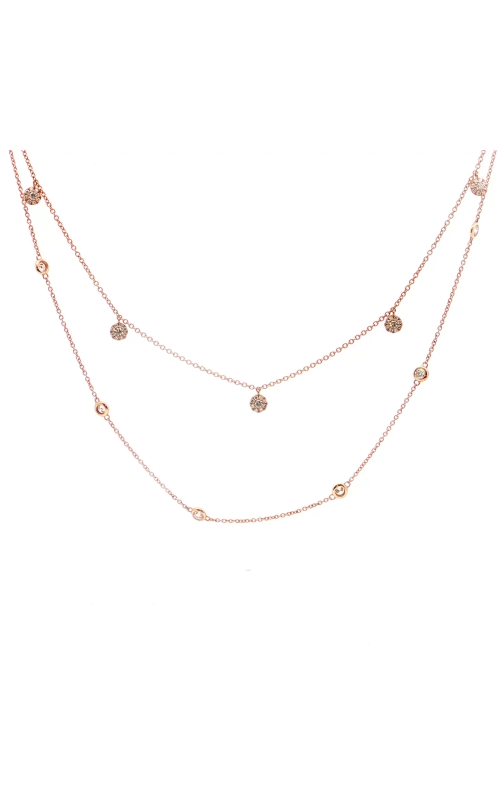 Rose Gold Double Layer Chain Necklace with Diamond Acccents