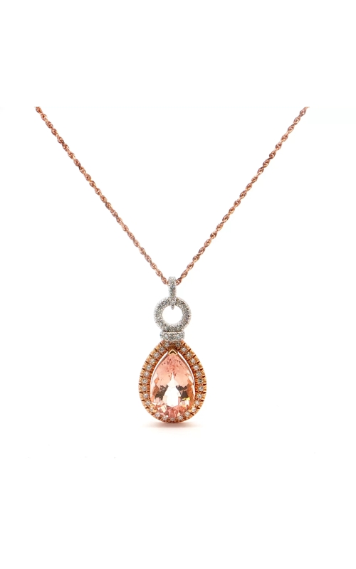 Rose Gold Pear Shaped Morganite Pendant with Diamond Accents