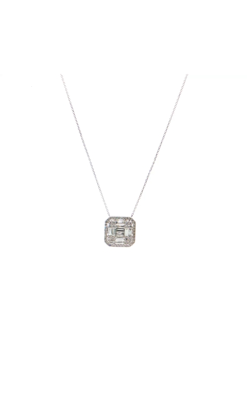 White Gold Diamond Cluster Pendant Necklace