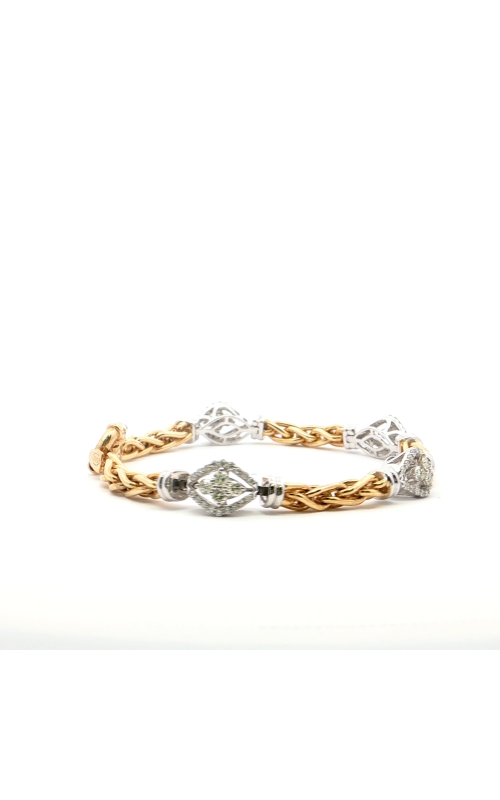 Yellow and White Gold Chain Bracelet with Diamond Clover Accents