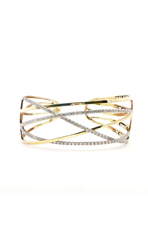 Yellow Gold and Diamond Crisscross Cuff
