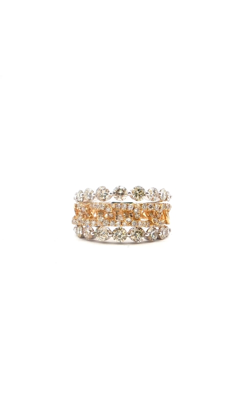 Yellow and White Gold Diamond Stacked Chain Ring