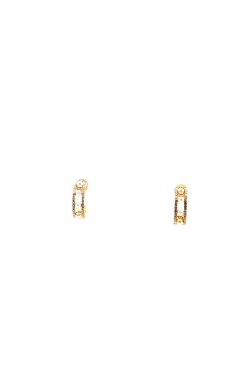 Diamond and Pearl Yellow Gold Earring