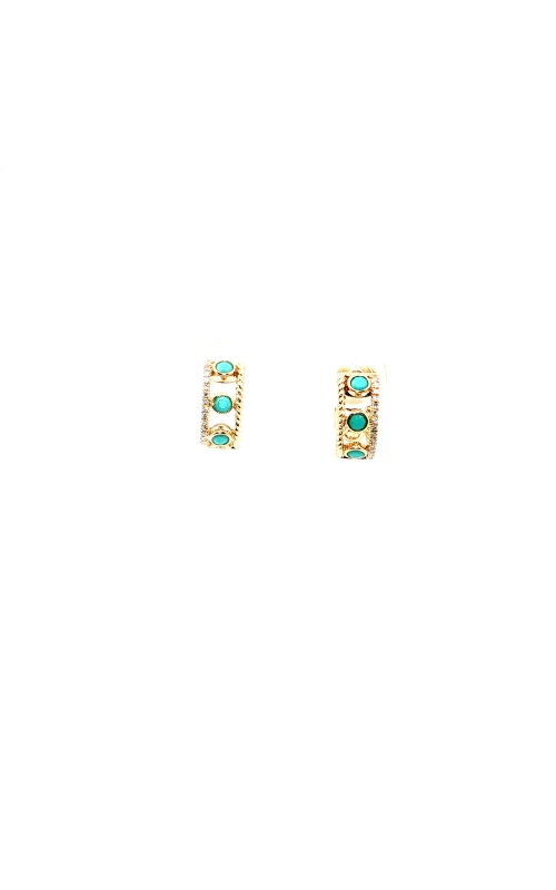 Turquoise and Diamond Yellow Gold Earring