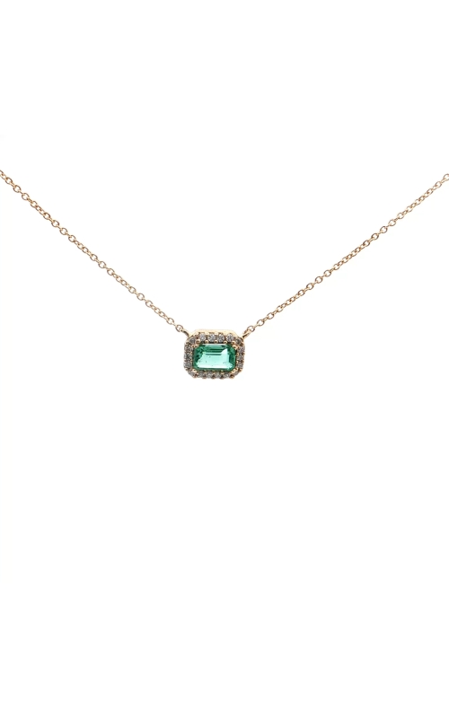 Emerald and Diamond Pendant Gold Chain