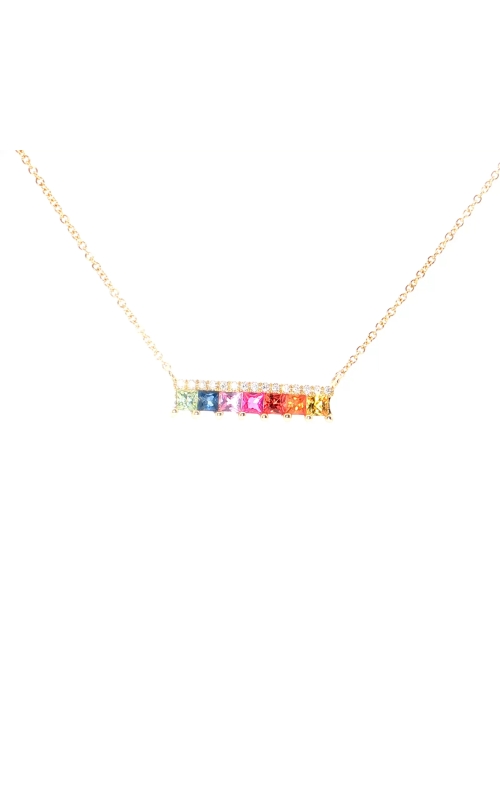 Bar Chain Rainbow Sapphires Necklace
