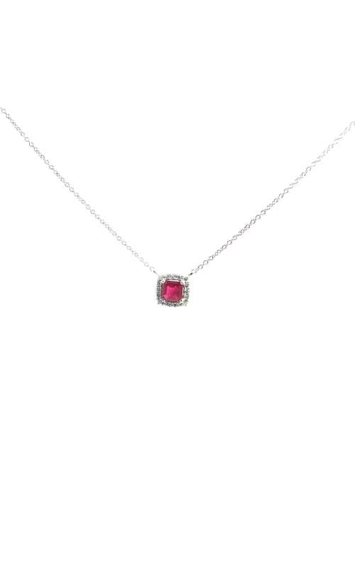 14 Karat White Gold Ruby Necklace