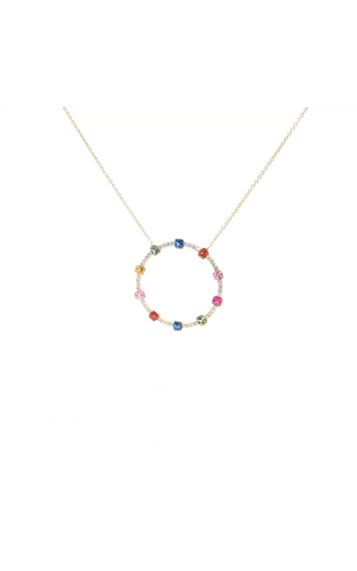Rainbow sapphire gold ring necklace