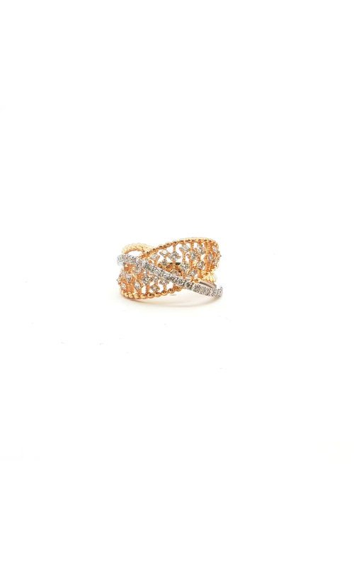 Yellow and White Gold Diamond Criss Cross Ring