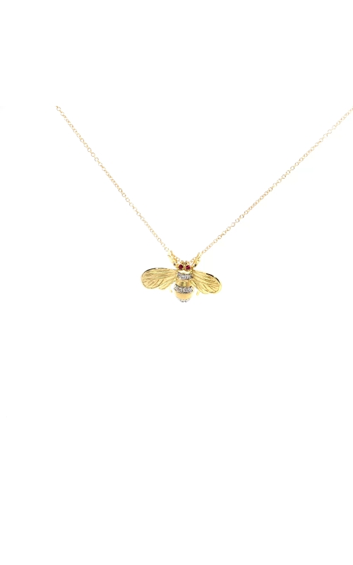 Bee Gemstone Pendant Necklace in 18k Yellow Gold with Diamonds