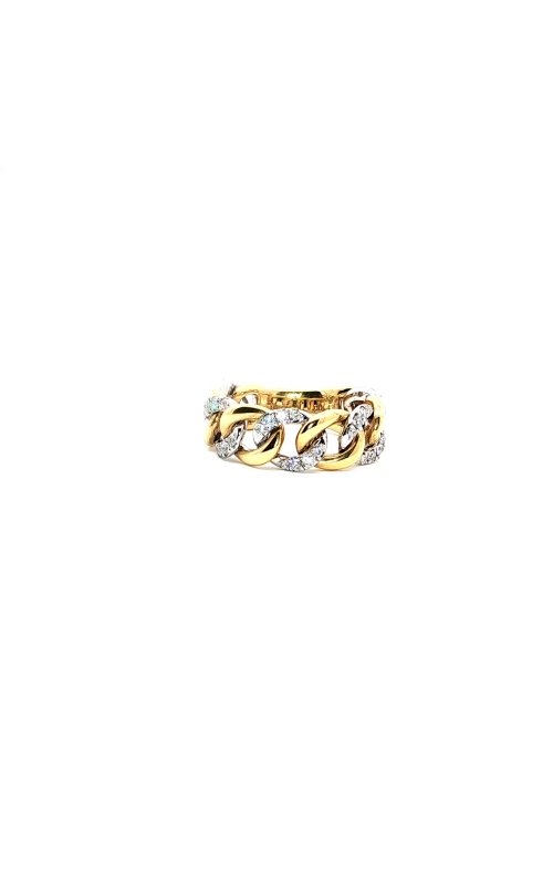 Link Right Hand Ring In 18k Yellow and White Gold With Diamonds