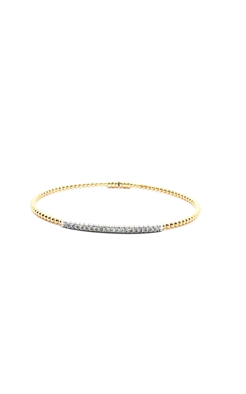 Beaded Bangle in 18k Yellow Gold with Diamonds