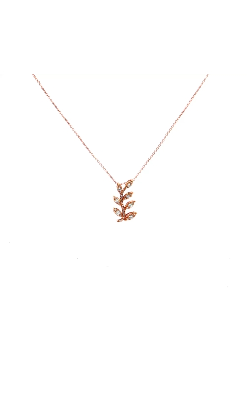 Leaf Pendant Necklace in 18k Gold with Diamonds