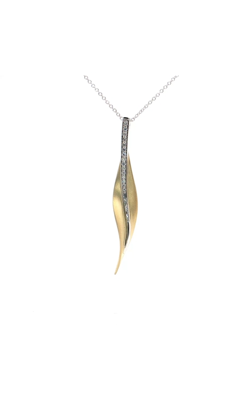 Fallen Leaves Pendant Necklace in 18k Yellow Gold with Diamonds