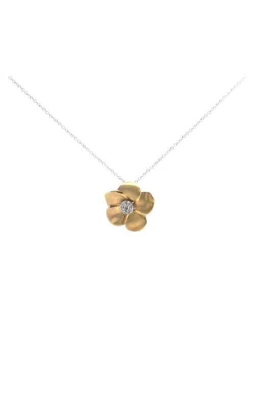 Flower Pendant Necklace in 18k Yellow Gold with Diamonds